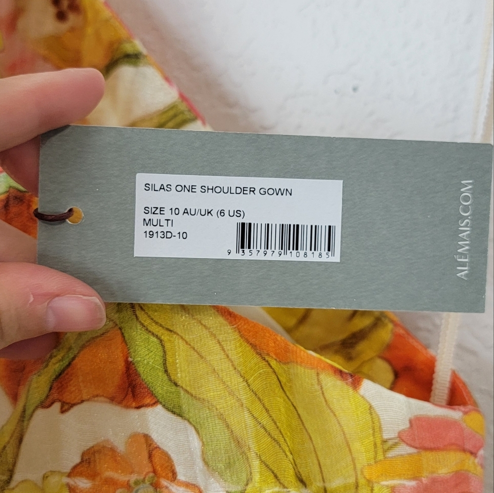 NWT Alemais Silas One Shoulder Floral Gown Orange 6 - Picture 15 of 17